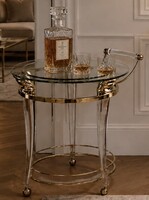 Maison Charles vintage zsúrkocsi – sárgaréz, plexi és üveg