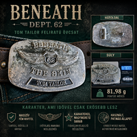 BENEATH Dept. 62 / Tom Tailor feliratú masszív western övcsat – 82 g