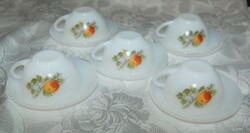 Retro Arcopal France opálüveg kávés szett – 5 személyes (almás / gyümölcsös minta)