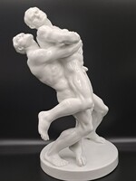HIBÁTLAN!! Nagy méretű Herendi birkózók porcelán figura