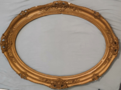 Antik ovális blondel képkeret, falc: 100x70 cm, Hoffmann Ferencz