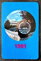 Királyi Magyar Autómobil Club kártyanaptár 1991