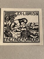 Ex libris Einzinger Sándor Esztergom ritkaság fametszet Farkas Dezső Einczinger Ferenc