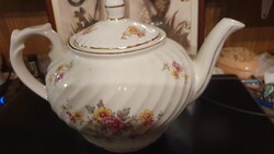 RETRO - Kispesti GRÁNIT floral gold-plated teapot set RARE - richly BORDERS surface!