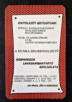 Kisiparosok Lakáskarbantartó szolgálat Szeged kártyanaptár 1980