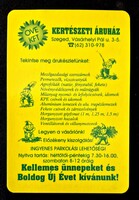Kertészeti áruház Szeged kártyanaptár 1997