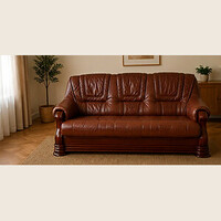 Genuine Leather 3-2-1 Sofa Set! 3-seater with bed mechanism & 2-seater with storage & 1 armchair fixed