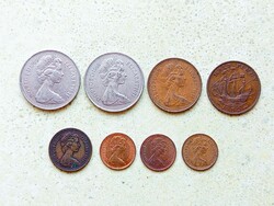 Anglia 8 db Különböző Érme 1/2 1 Penny 2 10 Pence 1952-1980