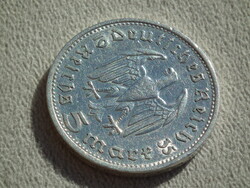 Németország, Hindenburg ezüst birodalmi 5 Márka (Reichsmark), 1935 G