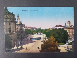 München – Lenbachplatz villamossal, 1922 – antik képeslap /250514