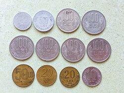 Románia 12 db Különböző Érme 10 20 50 100 500 1000 Lej Lei 1991-2001