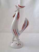 Ritka festésű, hibátlan Hollóházi art deco kakas porcelán figura