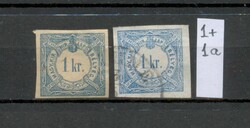 M26 - 1868 Hírlapilleték bélyeg 1 kr. kék és világoskék pár (MBK 1 és MBK 1a)
