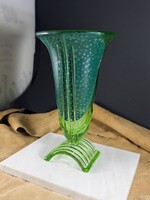Gyönyörű bohém art deco érdekes, ritka formájú üveg váza