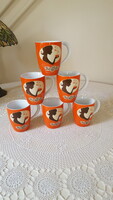 6 darab,női sziluettes porcelán bögre