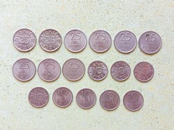 Svédország 17 db Különböző Érme 10 25 Öre 1962-1987