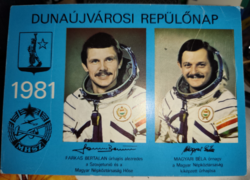 RARE! 1981 Dunaújváros Airshow postcard signed by Farkas Bertalan and Magyari Béla