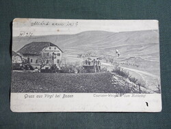 Képeslap,Olaszország,Bozen,Virgl hegy,kilátó,borház,vendéglő látkép,részlet , 1910-