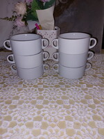 Leveses csésze, fehér porcelán, 6db