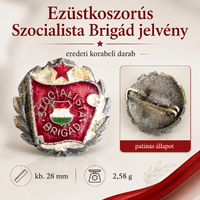 1970-es évek Ezüstkoszorús Szocialista Brigád jelvény – eredeti 28 mm-es Kádár-kori darab