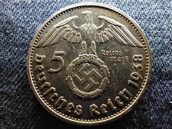 Németország Horogkeresztes .900 ezüst 5 birodalmi márka 1938 G