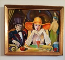 A háromszög  / Seres Sándor olaj festménye art deco style /