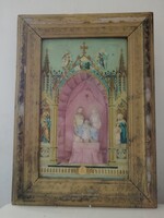Antik házi oltár kb. 1880. 73x53 cm sérülés mentes üveg