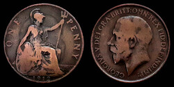 E 2517 Egyesült Királyság (Anglia) 1 Penny - V. György 1912 H Ritkább