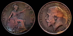E 2521 Egyesült Királyság (Anglia) 1 Penny - V. György 1912 H Ritkább