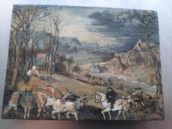 Pieter Bruegel: A csorda hazatérése c. festményének fára másolt reprodukciója