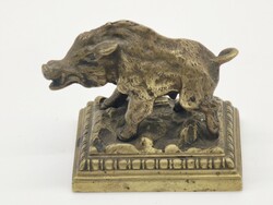 Antik Bronz/Réz Vadkan Kisplasztika Elegáns Íróasztaldísz