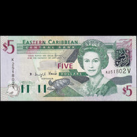 Kelet-karibi Államok 5 Dollars 2003 P-42v (St. Vincent) QE II UNC