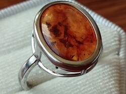 Természetes borostyán gyűrű 925 sterling ezüstben 57– és, könnyed, elegáns darab