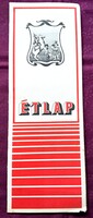 Étlap külső borítóval 1981-ből Tolna m. Vendégl. Ipari Váll. 58. egység Szekszárd