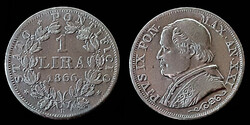 E 2607 Vatikán 1 líra 1866 IX. Piusz