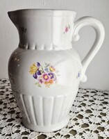 Kőbányai virágmintás, vastagfalú porcelán kancsó ( Drasche)
