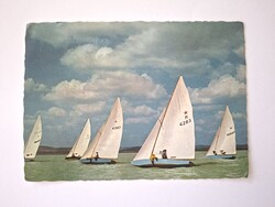 Régi képeslap  Balaton vitorlások 1971