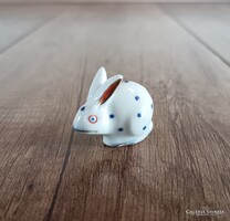 Antik Herendi kék pöttyös mini nyúl figura