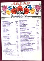 A kalocsai "Pirosarany" Étterem Étlapja 1980.10.17.