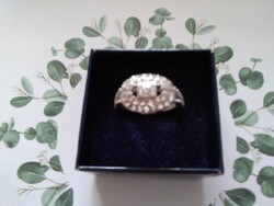 Rhodium-Plated Silver-Coated Cubic Zirconia Ring