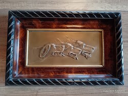 Old bronze wall decoration with vizsla