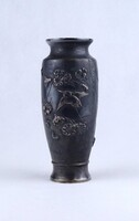 2B264 Antik daru madaras japán Meiji bronz váza 15 cm ~1880