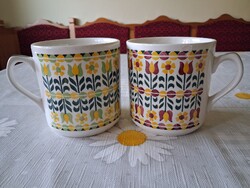 Retro Gránit óriás bögre pár (tulipános-margarétás szilke) 2db