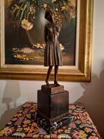 Original Demétre Chiparus (1886–1947) Art Deco Bronze Statue on Marble Base