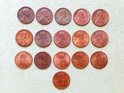 USA 16 db Különböző Érme 1 Cent 1961-2001