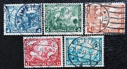 Dr500+502-5Bp / Deutsches Reich 1933 Richard Wágner bélyegsor pecsételt 14-s fogazat mind