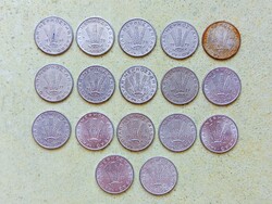 Magyarország 17 db Különböző Érme 20 Fillér 1968-1990