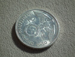 Németország, horogkeresztes ezüst birodalmi 2 Márka (Reichsmark), 1939 F