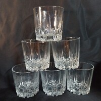 Retro csiszolt mintás üveg whisky-s / vizes pohár készlet – 6 db