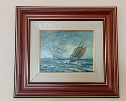 Zsolt Czinege (1964-): Sailboats Painting with Frame